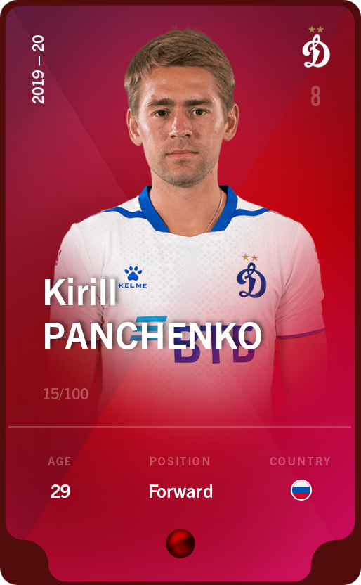 Sorare - Sorare Official - Kirill Panchenko 2019-20 • Rare 15/100 - NFT # 31769907999277023103750187660801830340151365403093953714878302810525479449455