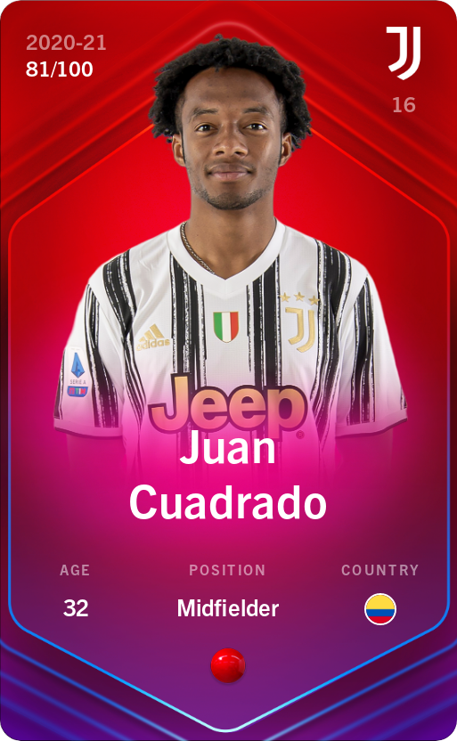 Sorare - Sorare Official - Juan Cuadrado 2020-21 • Rare 81/100 - NFT # 41803180768647179737417930741877782310153668000310375016752392134739323292120