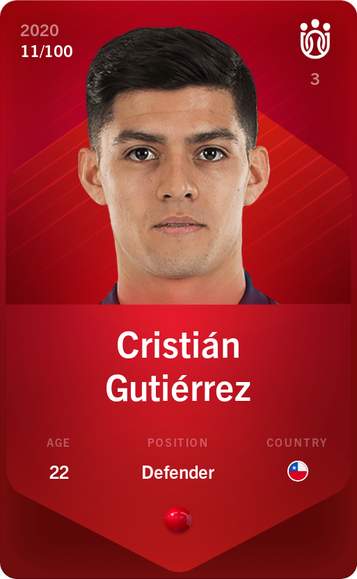 Sorare - Sorare Official - Cristián Gutiérrez 2020-21 • Rare 11/100 - NFT # 82798185538723024309737523717201480238672600579814807716118949086564310049782