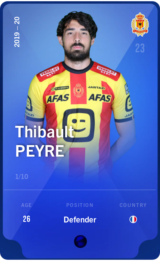 Sorare - Sorare Official - Thibault Peyre 2019-20 • Super Rare 1/10 - NFT # 40416297579985169681672592619349392006960914093441734680955287404161573118959