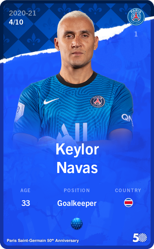 Sorare - Sorare Official - Keylor Navas 2020-21 • Super Rare 4/10 - NFT # 92003527262994849312803055843029453171062909738524916766151074720280457684296