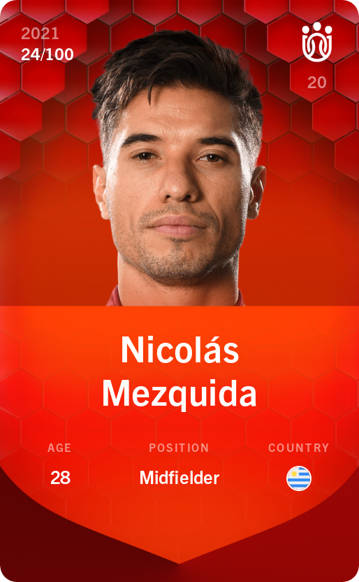 Sorare - Sorare Official - Nicolás Mezquida 2021-22 • Rare 24/100 - NFT # 106354326835798524743264957167806216366189865318699458611852665705705122462884