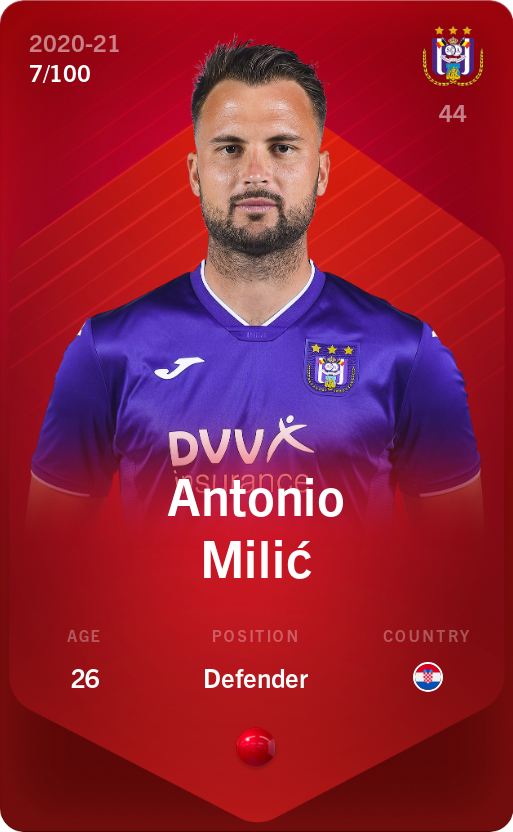 Sorare - Sorare Official - Antonio Milić 2020-21 • Rare 7/100 - NFT # 17503050524150966592280045009879113562863872368661465220524014954543968561836