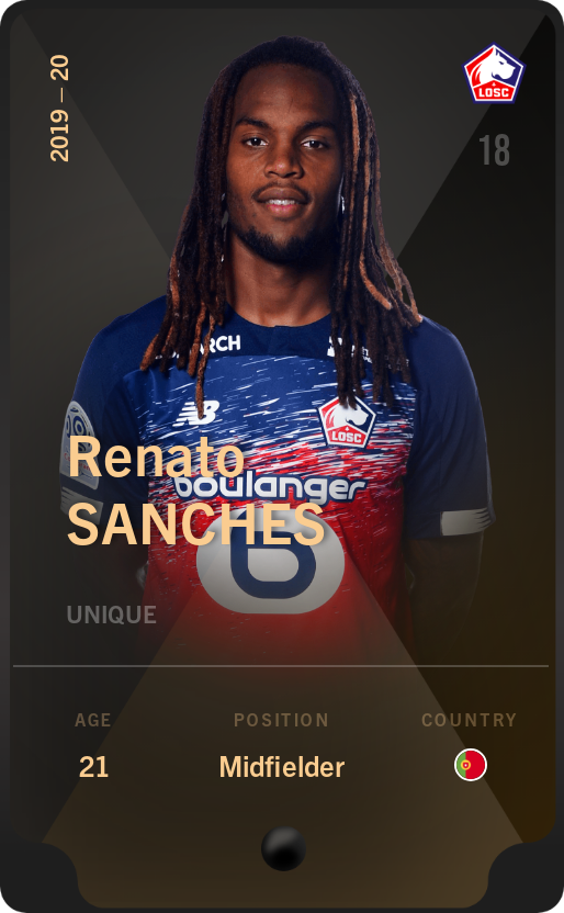Sorare - Sorare Official - Renato Sanches 2019-20 • Unique - NFT # 69976358028637141433140547567933924303350452610668227760153233393468986811744