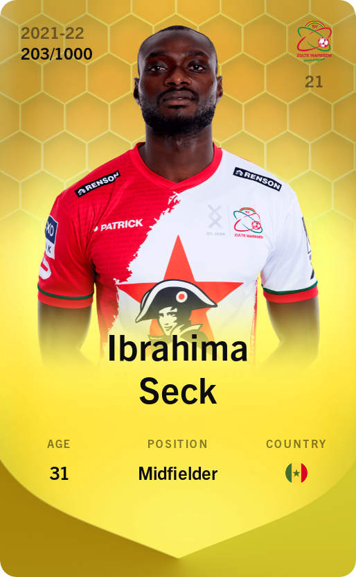Sorare - Sorare Official - Ibrahima Seck 2021-22 • Limited 203/1000 - NFT # 62742430169878341558674953358112280308092593444770293177965736123042939556543