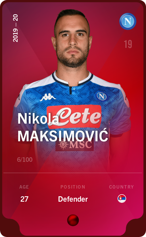 Sorare - Sorare Official - Nikola Maksimović 2019-20 • Rare 6/100 - NFT # 10283174750877996043497670217296575120185316858808887258484247879692673982970