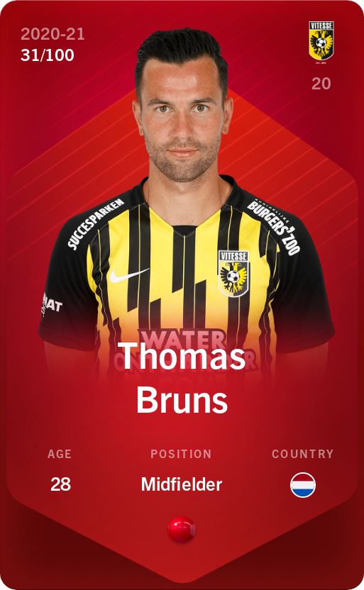 Sorare - Sorare Official - Thomas Bruns 2020-21 • Rare 31/100 - NFT # 34709221890543005569754131029262382458095724461221010798099589427770572948469