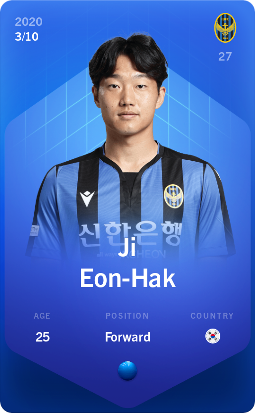Sorare - Sorare Official - Ji Eon-Hak 2020-21 • Super Rare 3/10 - NFT # 66334444663687446573725750361025864296418303196950001097064645899139631648153