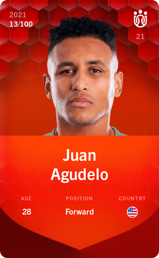 Sorare - Sorare Official - Juan Agudelo 2021-22 • Rare 13/100 - NFT # 65011243903343455825415177312904951566229620080865326838394232859454309027878