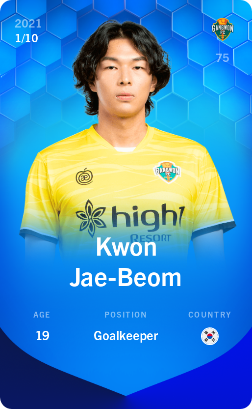 Sorare - Sorare Official - Kwon Jae-Beom 2021-22 • Super Rare 1/10 - NFT # 91220528707808281728364385121300363000945066786543265422741984883348817718342