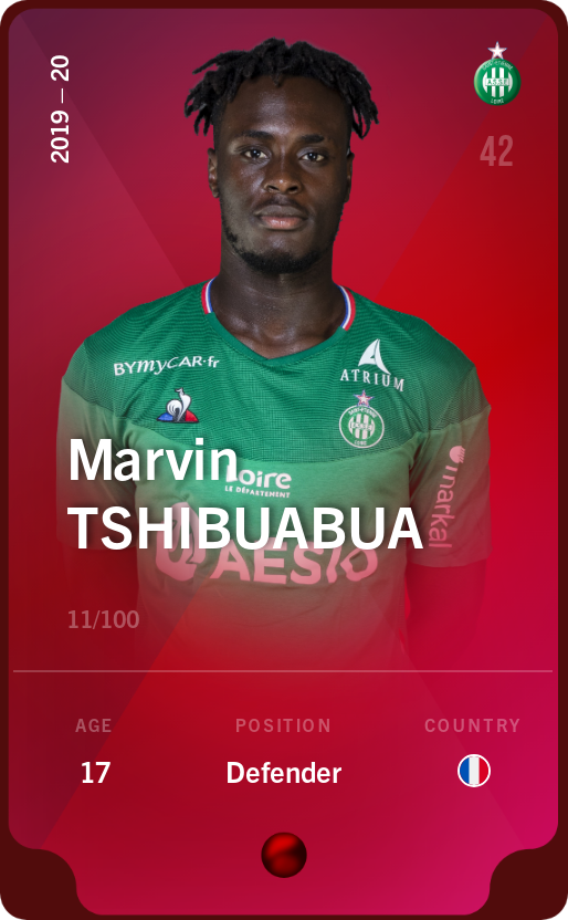 Sorare - Sorare Official - Marvin Tshibuabua 2019-20 • Rare 11/100 - NFT # 51350795669654632676500100857889448757104565152648235561182745403068335102727