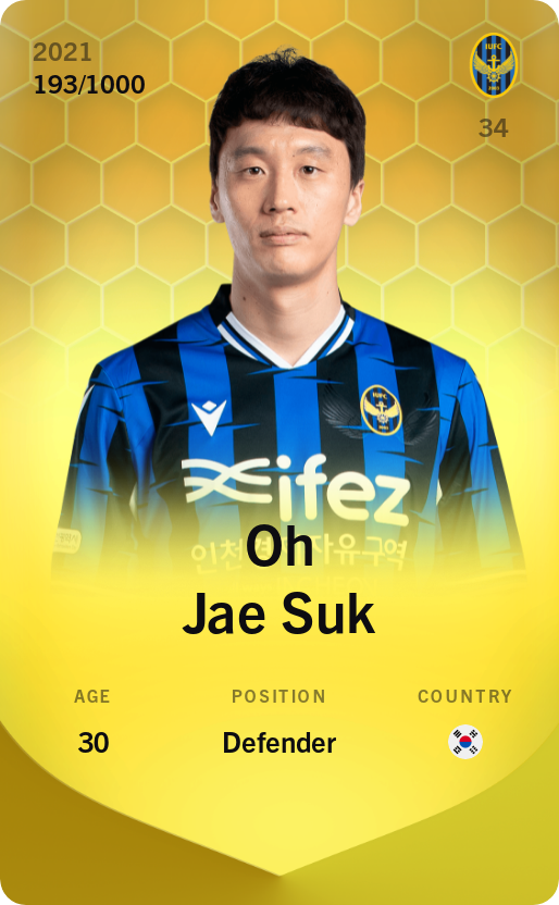 Sorare - Sorare Official - Oh Jae Suk 2021-22 • Limited 193/1000 - NFT # 110084352188832746467360628391615237904326168558835404350527864416579398689240