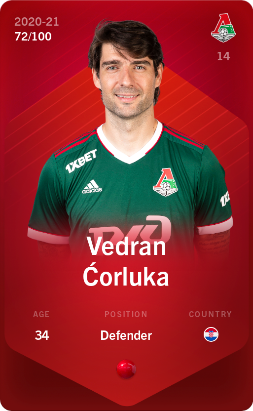 Sorare - Sorare Official - Vedran Ćorluka 2020-21 • Rare 72/100 - NFT # 57754119707647881756973095088815439133631703309830230262034749290301301462527