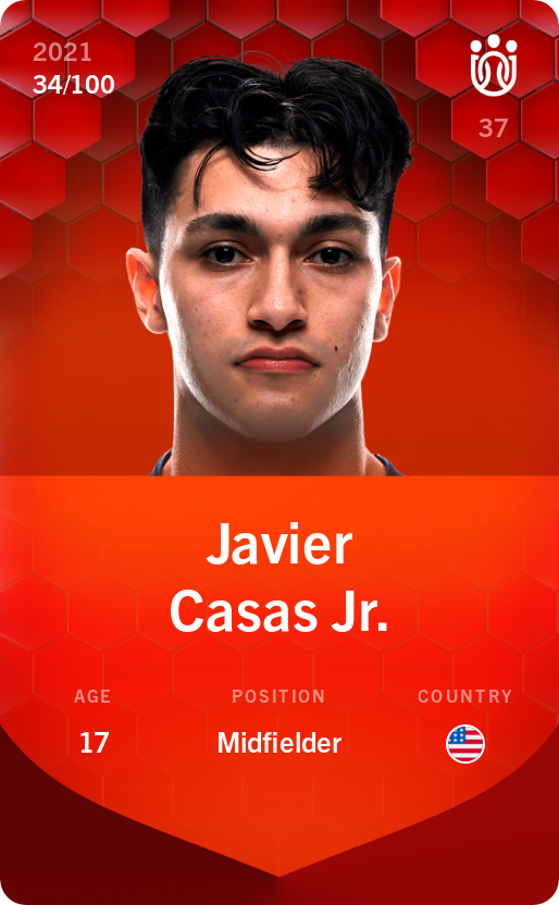 Sorare - Sorare Official - Javier Casas Jr. 2021-22 • Rare 34/100 - NFT # 85137437321684950777061809616807326757699634299645999544044622858257691928992