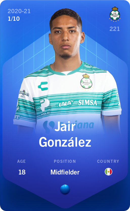 Sorare - Sorare Official - Jair González 2020-21 • Super Rare 1/10 - NFT # 94539262386912656184995253017246996160332711274871196054336187192700340389455