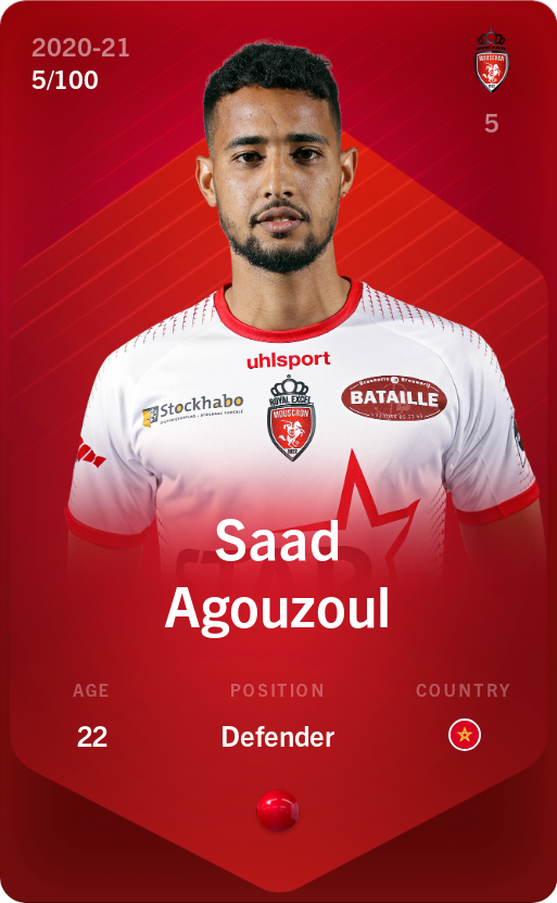 Sorare - Sorare Official - Saad Agouzoul 2020-21 • Rare 5/100 - NFT # 71455488009391077813065552323833543804000056931481658398238854311892128344148