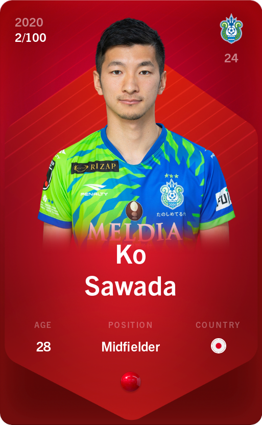 Sorare - Sorare Official - Ko Sawada 2020-21 • Rare 2/100 - NFT # 96770531657357496782342601787632111754027945921788809992247855653070502815314