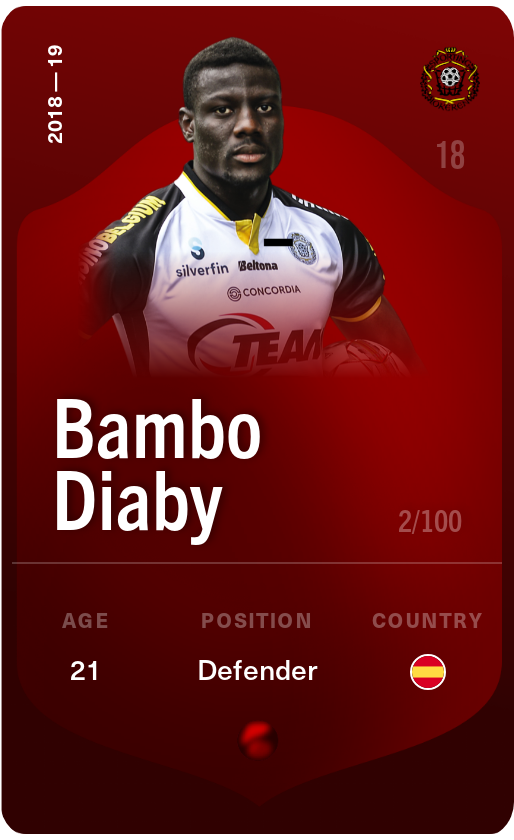 Sorare - Sorare Official - Bambo Diaby 2018-19 • Rare 2/100 - NFT # 6597785560929226315001793554148222389027688522452784925919492811359225205788