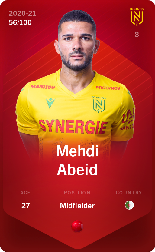 Sorare - Sorare Official - Mehdi Abeid 2020-21 • Rare 56/100 - NFT # 35629733497596276816882732020418708347758775038083966437034711696703238814129