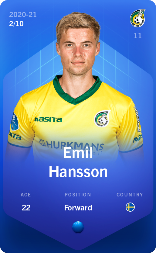 Sorare - Sorare Official - Emil Hansson 2020-21 • Super Rare 2/10 - NFT # 34132007012161521627235086509929844271067571011477572275950763538670571123507