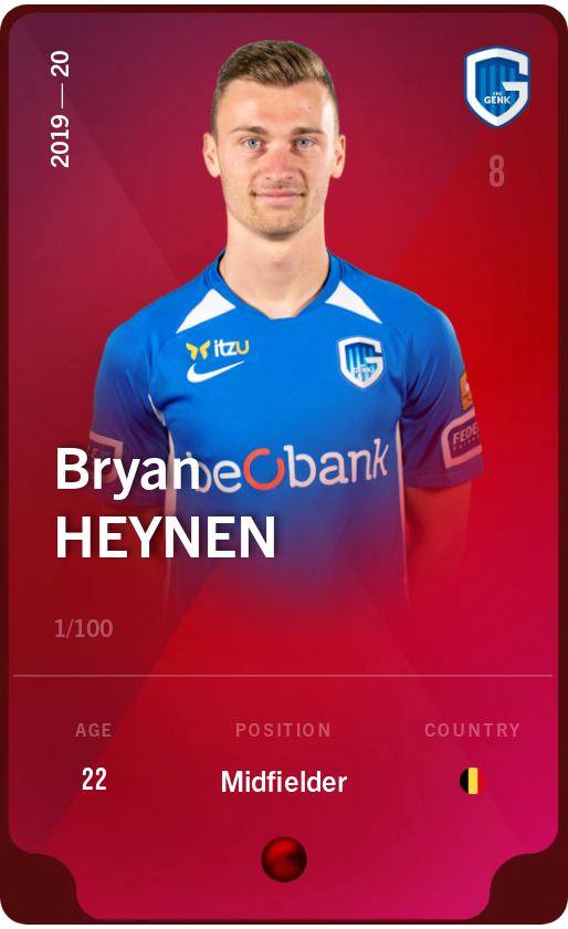 Sorare - Sorare Official - Bryan Heynen 2019-20 • Rare 1/100 - NFT # 72567144030478728588794637573841161200055694051771080936568629824143247327947