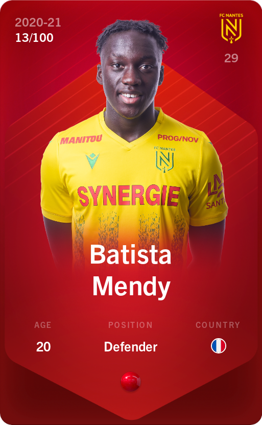 Sorare - Sorare Official - Batista Mendy 2020-21 • Rare 13/100 - NFT # 32280185472776163142225143577162299447799515216227069920822298340634703650273