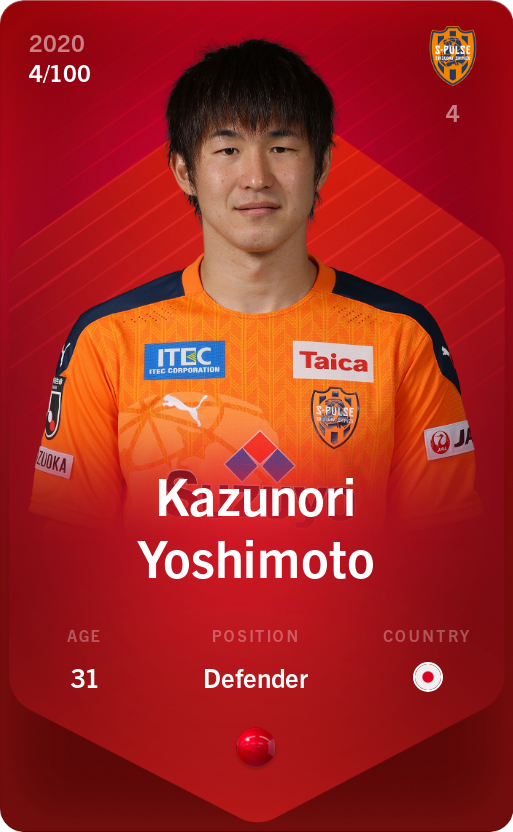 Sorare - Sorare Official - Kazunori Yoshimoto 2020-21 • Rare 4/100 - NFT # 106021586160650193966839587665339870238891555552876439621813573026142363152258