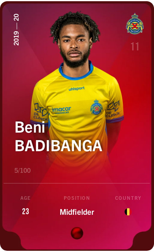 Sorare - Sorare Official - Beni Badibanga 2019-20 • Rare 5/100 - NFT # 56116056455899372395639924819014233126230839973718368068612690070965596311463