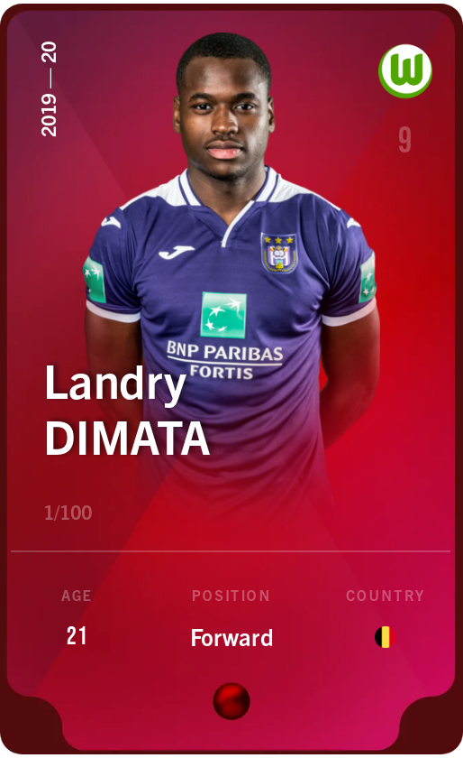 Sorare - Sorare Official - Landry Dimata 2019-20 • Rare 1/100 - NFT # 77780895814347131187464725284061428176100080330201266760866568173637110904495