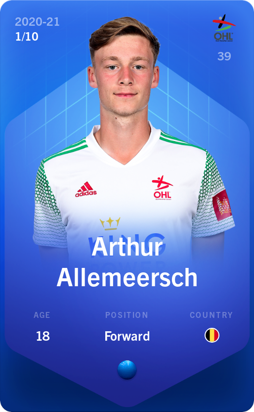Sorare - Sorare Official - Arthur Allemeersch 2020-21 • Super Rare 1/10 - NFT # 57405782180882414222363959900994572668059232979700536536592428623787468970844
