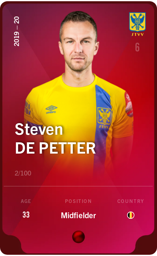 Sorare - Sorare Official - Steven De Petter 2019-20 • Rare 2/100 - NFT # 108055066671216794414572227271415991523170586668912960874151756363086062485740