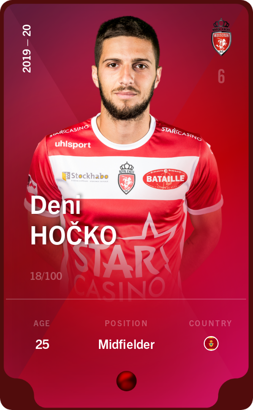 Sorare - Sorare Official - Deni Hočko 2019-20 • Rare 18/100 - NFT # 106576402395990517377545195685237042156949390949156777726962644060542248678717