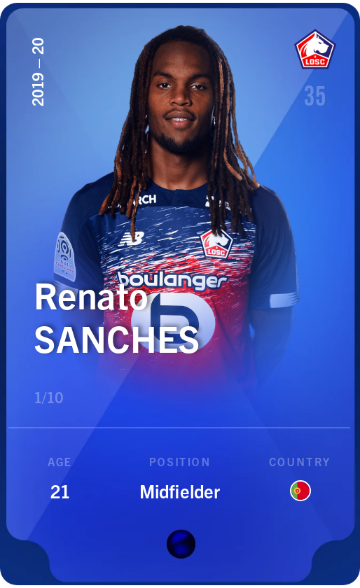 Sorare - Sorare Official - Renato Sanches 2019-20 • Super Rare 1/10 - NFT # 108524052785167354869158141688032925351647358532800404110064332299722283450206