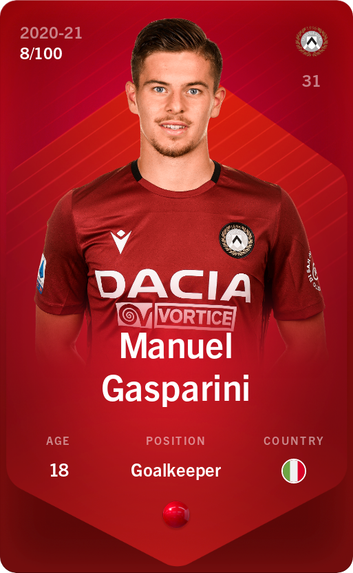 Sorare - Sorare Official - Manuel Gasparini 2020-21 • Rare 8/100 - NFT # 64689063130483640695455465957110658249763373540504597609071874331653681163121