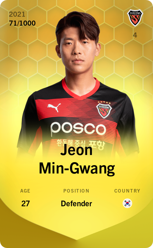 Sorare - Sorare Official - Jeon Min-Gwang 2021-22 • Limited 71/1000 - NFT # 59644610602717642050648425298418502963693310618939960542477689628368669380922