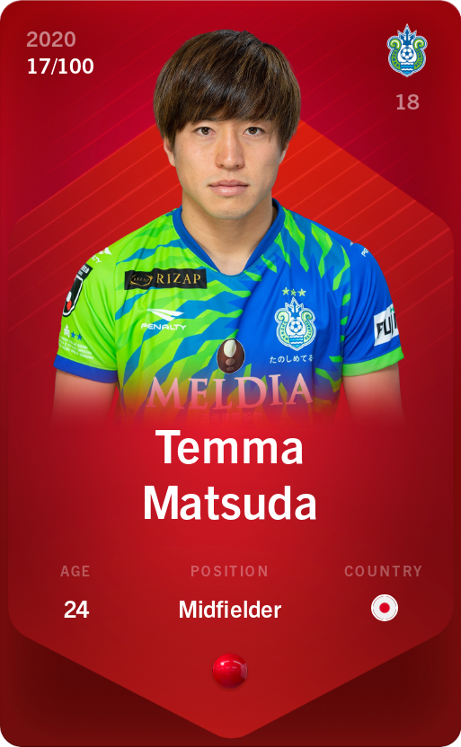 Sorare - Sorare Official - Temma Matsuda 2020-21 • Rare 17/100 - NFT # 60349449513956707396010741523696013074331312736995255590318230755920025771781