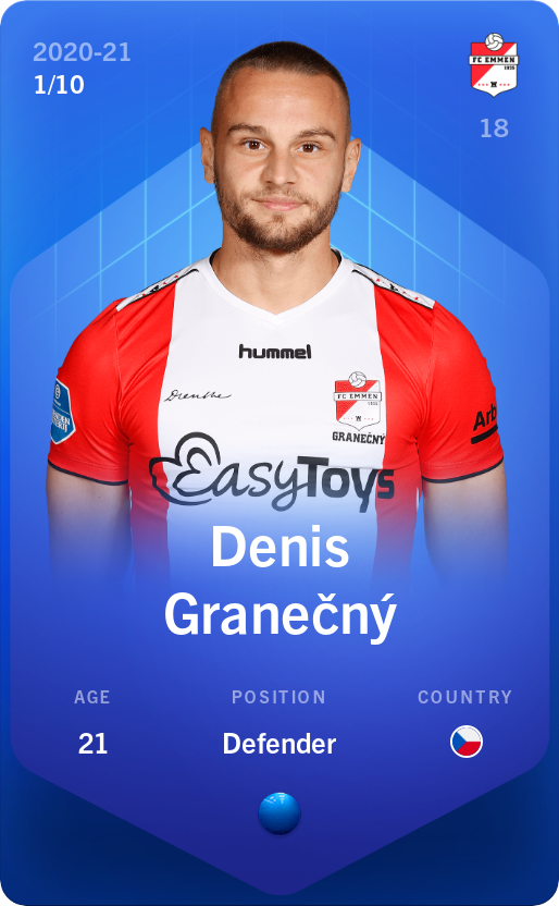 Sorare - Sorare Official - Denis Granečný 2020-21 • Super Rare 1/10 - NFT # 13365262315853627980223034867752426508497939927985584495091234017999443133912