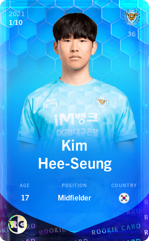 Sorare - Sorare Official - Kim Hee-Seung 2021-22 • Super Rare 1/10 - NFT # 27355175329261902220714549182533399456904584662839869077372096634806441726870