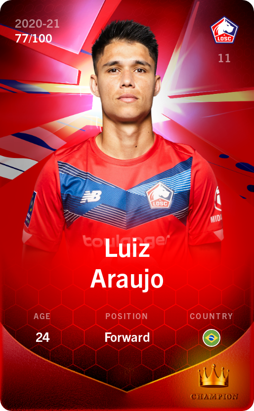 Sorare - Sorare Official - Luiz Araujo 2020-21 • Rare 77/100 - NFT # 104544071203351069654888691253045398512940013594008656795066866878721882700773