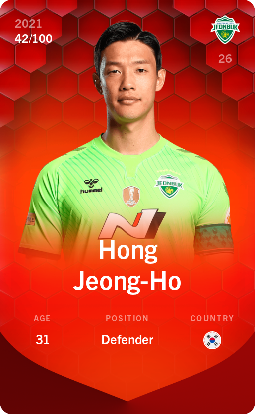 Sorare - Sorare Official - Hong Jeong-Ho 2021-22 • Rare 42/100 - NFT # 90798888568892521969099681302245506579630401192193848317193187475209322373682