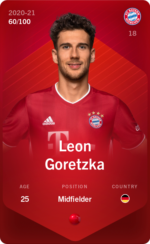 Sorare - Sorare Official - Leon Goretzka 2020-21 • Rare 60/100 - NFT # 90682883578012812828511808303670858200448454443292473241031740269082294311778