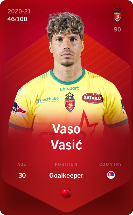 Sorare - Sorare Official - Vaso Vasić 2020-21 • Rare 46/100 - NFT # 55750685059120497441032776629848665491936949418581748487895615427457807389300
