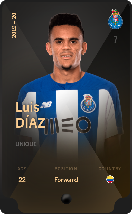 Sorare - Sorare Official - Luis Díaz 2019-20 • Unique - NFT # 56751197748452363343602585731877034061904437797642335304048630748998238216280