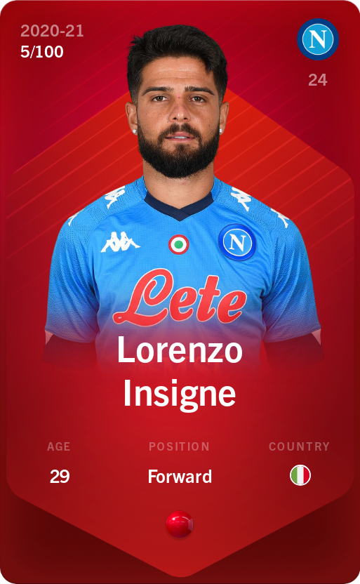 Sorare - Sorare Official - Lorenzo Insigne 2020-21 • Rare 5/100 - NFT # 113623978312064520415850200424728301560122492517756464201420039482253455194580