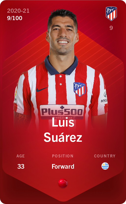 Sorare - Sorare Official - Luis Suárez 2020-21 • Rare 9/100 - NFT # 98385631340721935861154377218266427761053399989580599685964657326808706152045
