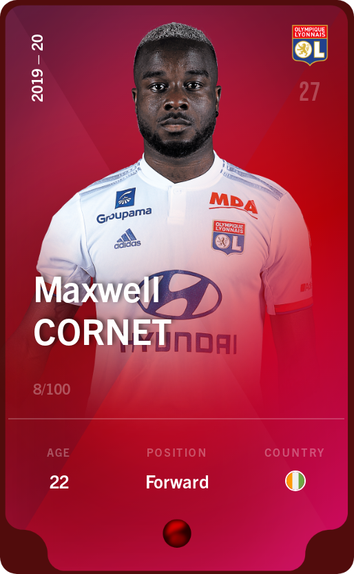 Sorare - Sorare Official - Maxwell Cornet 2019-20 • Rare 8/100 - NFT # 31890572274143985382797759270390908256847688319969399439035760171121034895190