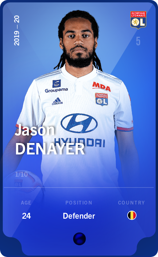 Sorare - Sorare Official - Jason Denayer 2019-20 • Super Rare 1/10 - NFT # 89498519724160536336741020917030077277280632529988623253935165110424866478472