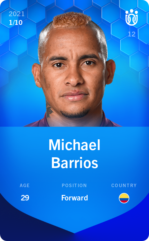 Sorare - Sorare Official - Michael Barrios 2021-22 • Super Rare 1/10 - NFT # 37814860024844978910110799368344847666179323111223584425648459447713534020826