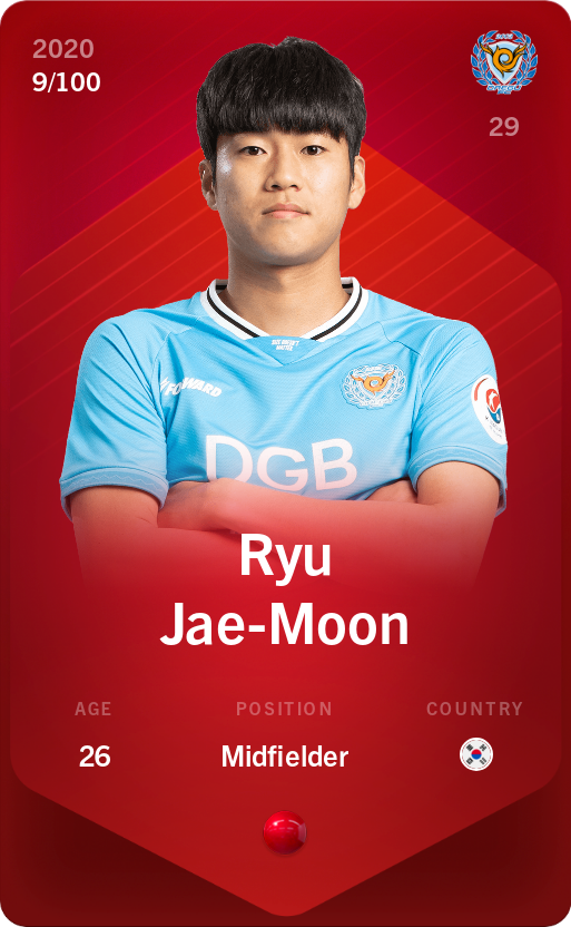 Sorare - Sorare Official - Ryu Jae-Moon 2020-21 • Rare 9/100 - NFT # 15218006546223173307574615567352090620516064848614811685917505173234897488114