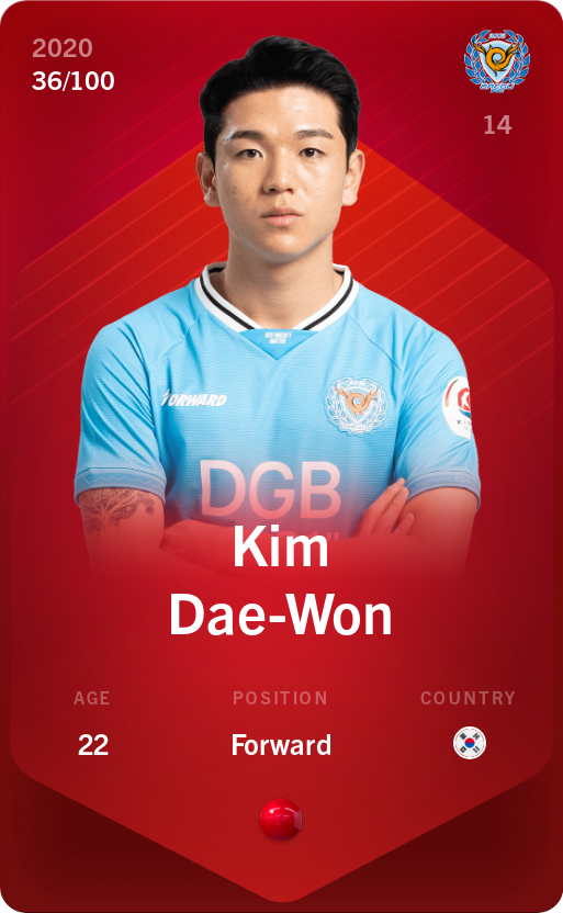 Sorare - Sorare Official - Kim Dae-Won 2020-21 • Rare 36/100 - NFT # 23086245489227872049181501921211494306186616374054178105333408953332039222582